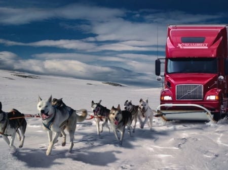 fantasy truck powered by dogs - semi, truck, fantasy, big rig