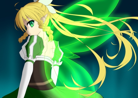 Leafa - blond hair, plain, suguha, blonde, anime girl, girl, beutiful, lyfa, blond, blonde hair, fairy, simple, glow, pretty, suguha kirigaya, beauty, green eyes, sweet, kirigaya, anime, sinister, mad, kirigaya suguha, long hair, angry, nice, sword art online, lovely, female, sao, leafa