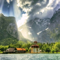 Opening And Raining Over Konigssee Lake