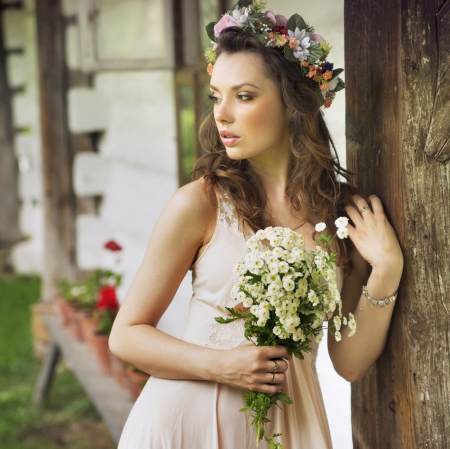 Beauty - flowers, beauty, lady, model