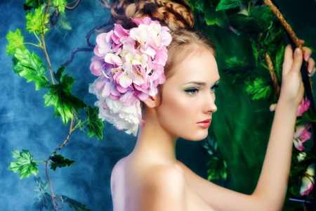 Beauty - flowers, lady, beauty, model