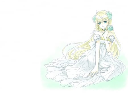 Princess Serenity - pretty, anime, female, dress, blonde, blond hair, long hair, sailor moon, blond, plain, princess serenity, nice, gown, anime girl, sailormoon, beautiful, girl, simple, blonde hair, beauty, lovely, sweet, white, serenity