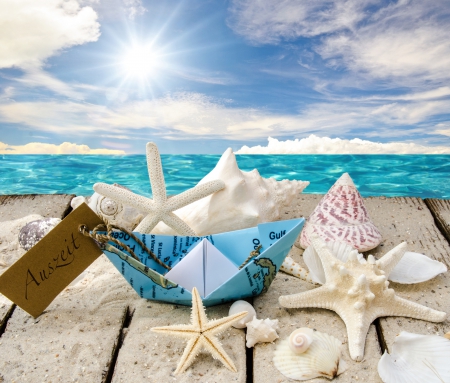 Summer Time - seashells, sky, ocean, shells, summer, starfish, nature, clouds, summer time, splendor, sea