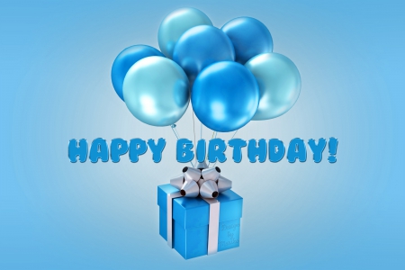 ♥Happy Birthday♥ - balloons, blue, happy, birthday