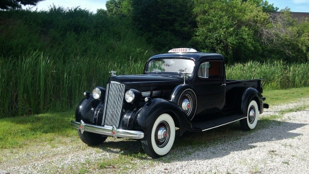 1937 vintage packard pickup - countryside, car, vintage, black, pickup