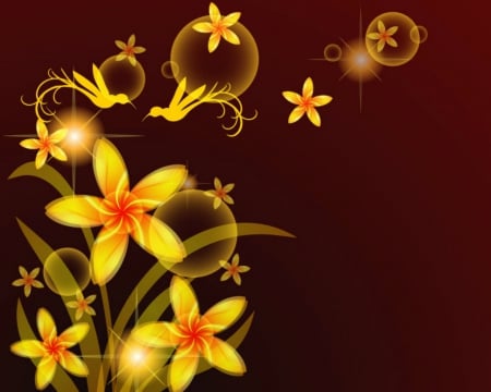 Floral art - flowers, yellow, art, design