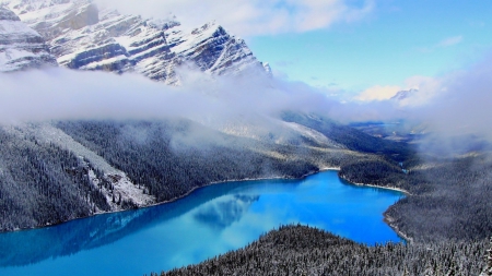 spectacular blue mountain lake in canada