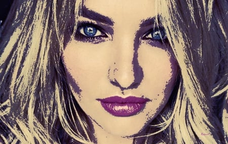 Candice Swanepoel - woman, girl, blue eyes, poster, model, face, art, pink, by cehenot, candice swanepoel, blonde