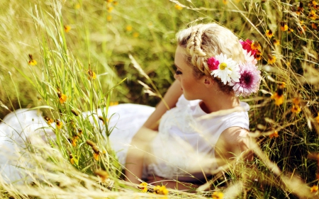 Beauty Bride - girl, the mood, summer, flowers, bride, blonde