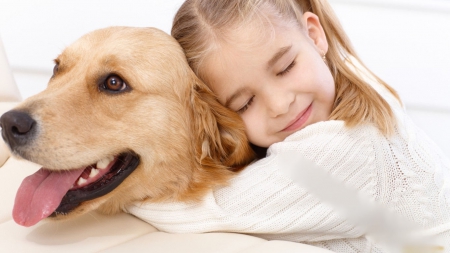 girl with dog - love, play, girl, dog, smile, cute