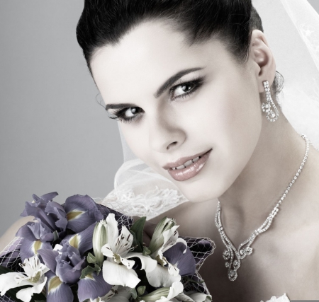 Bride - lady, wedding, model, flowers, bride