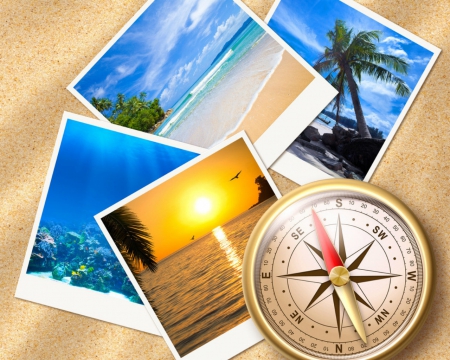 Travel - compass, scenery, still life, photo