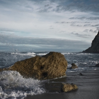 sea waves at a coastal cliff