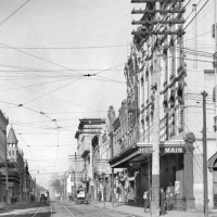 vintage black and white city street