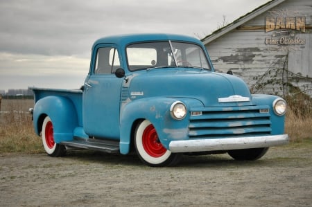 Blue-Chevrolet - Red Rims, GM, Truck, Classic