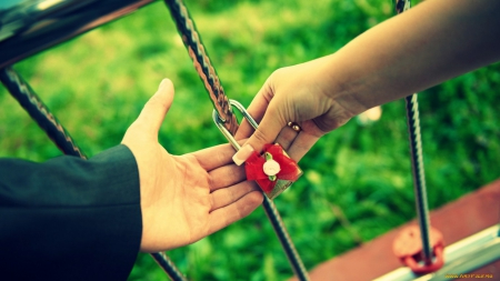 love lock - hands, love, lock, couple