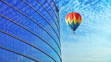 voyage - sky, building, balloon, voyage