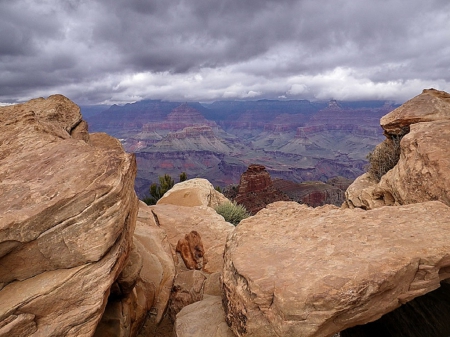 GRAND CANYON - storm, nature, canyon, clouds