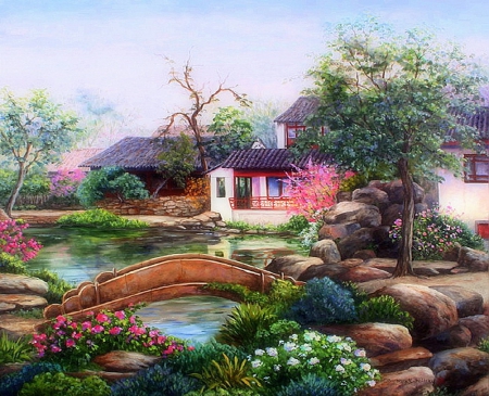 â˜…Mr.Ma's Gardenâ˜… - trees, cottages, creative pre-made, rocks, architecture, paintings, bridges, attractions in dreams, summer, gardening, lovely, nature, love four seasons, gardens and parks, beautiful, seasons, scenery, flowers, drawings