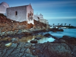 seashore churches on a greek isle