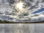 beautiful lake and sky in gray hdr