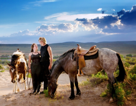 â¤ - horses, love, nature, couple, country