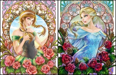 Frozen - pretty, roses, female, maiden, dress, blonde, red roses, blond hair, long hair, blond, hd, nice, gown, beautiful, hot, girl, blonde hair, beauty, lovely, sweet, flower, collages, frozen, braids, anna, lady, floral, sexy, elsa, ebautiful