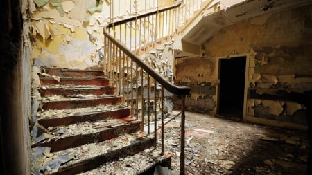 Stairs - stairs, houses, ruins, house, old, ruin