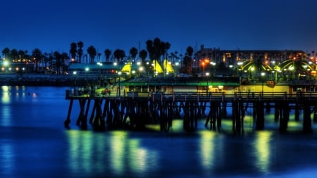 city harbor wharf at night hdr - wharf, lights, hdr, harbor, city, night