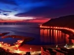 city harbor pier at twilight