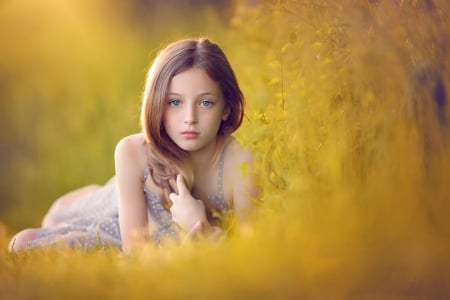 Cute Girl - field, girl, cute, abstract