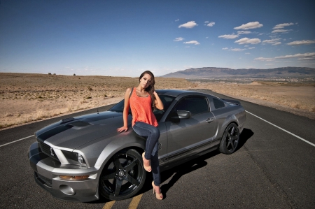 ford mustang shelby gt500 - woman, sexy, model, ford mustang shelby gt500