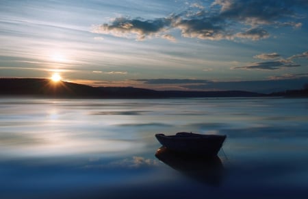 The Silence in Me - lake, silence, boat, sun