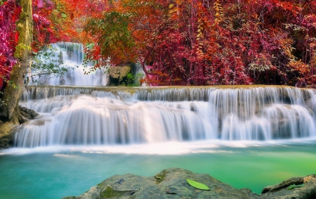 ★Waterfall in Autumn★ - waterfalls, attractions in dreams, creative pre-made, stunning, forests, splendid, plants, seasons, paradise, most downloaded, trees, beautiful, photography, colors, fall season, nature, autumn, love four seasons