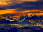 magical dancing clouds among mountain peaks