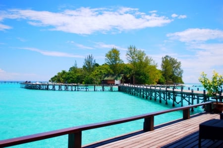 Lankayan Island - coral, emerald water, beautiful, island, sea walkway, malaysia, tropical, resort