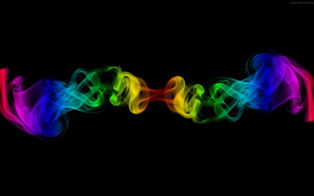 ♥ - abstract, black, yellow, rainbow, blue, red, green, smoke