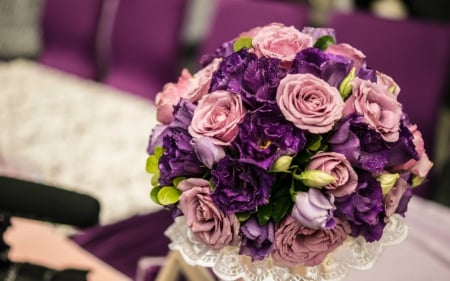 Beautiful bouquet - bouquet, flower, roses, petals