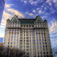 vintage building among the modern in nyc hdr