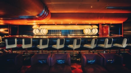 cadillac bar - chairs, car, dark, bar