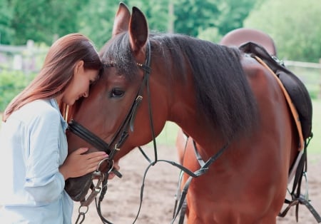 I'll not leaving you - girl, cute, friends, horse