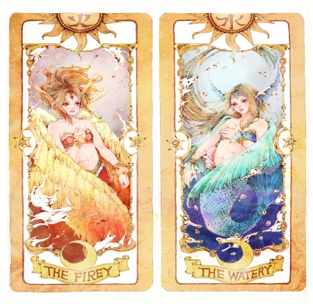 The Firey & The Watery - aqua, anime, water, sakura, spirit, magic, card captor, fire