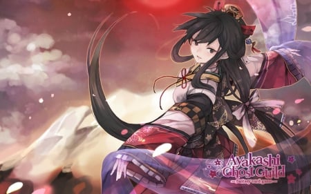 Sengen Taisha - girl, sengen, long hair, japanese, cg, ayakashi, game, card, kimono