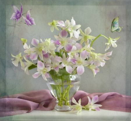 Still life - pink, soft, flowers, still life, painting, nature