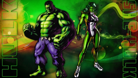 HULK/SHE-HULK - TEAM GREEN - Marvel Universe, Marvel Comics, She-Hulk, Hulk, Marvel