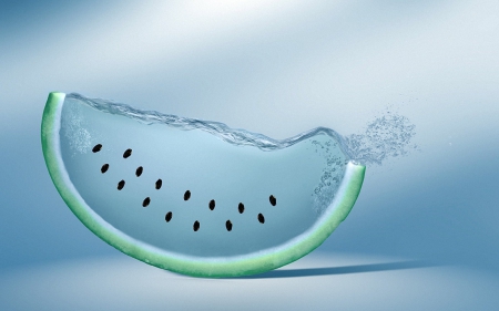 ♥ - abstract, water, watermelon, summer, blue, green, fruit