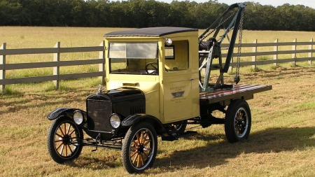 One Of The First Tow Trucks - auto, tow truck, car, truck