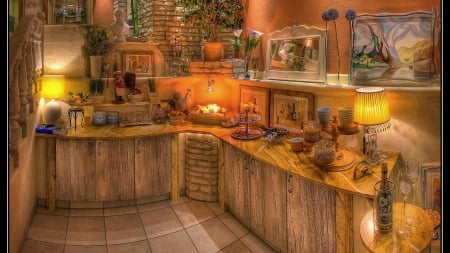 a lovely decorated buffet server hdr - house, decorated, server, hdr, buffet, interior