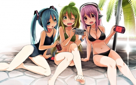 Friends - girls, three, anime, friends