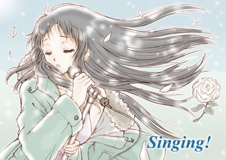 Mio - singing, K-on, microphone, Mio